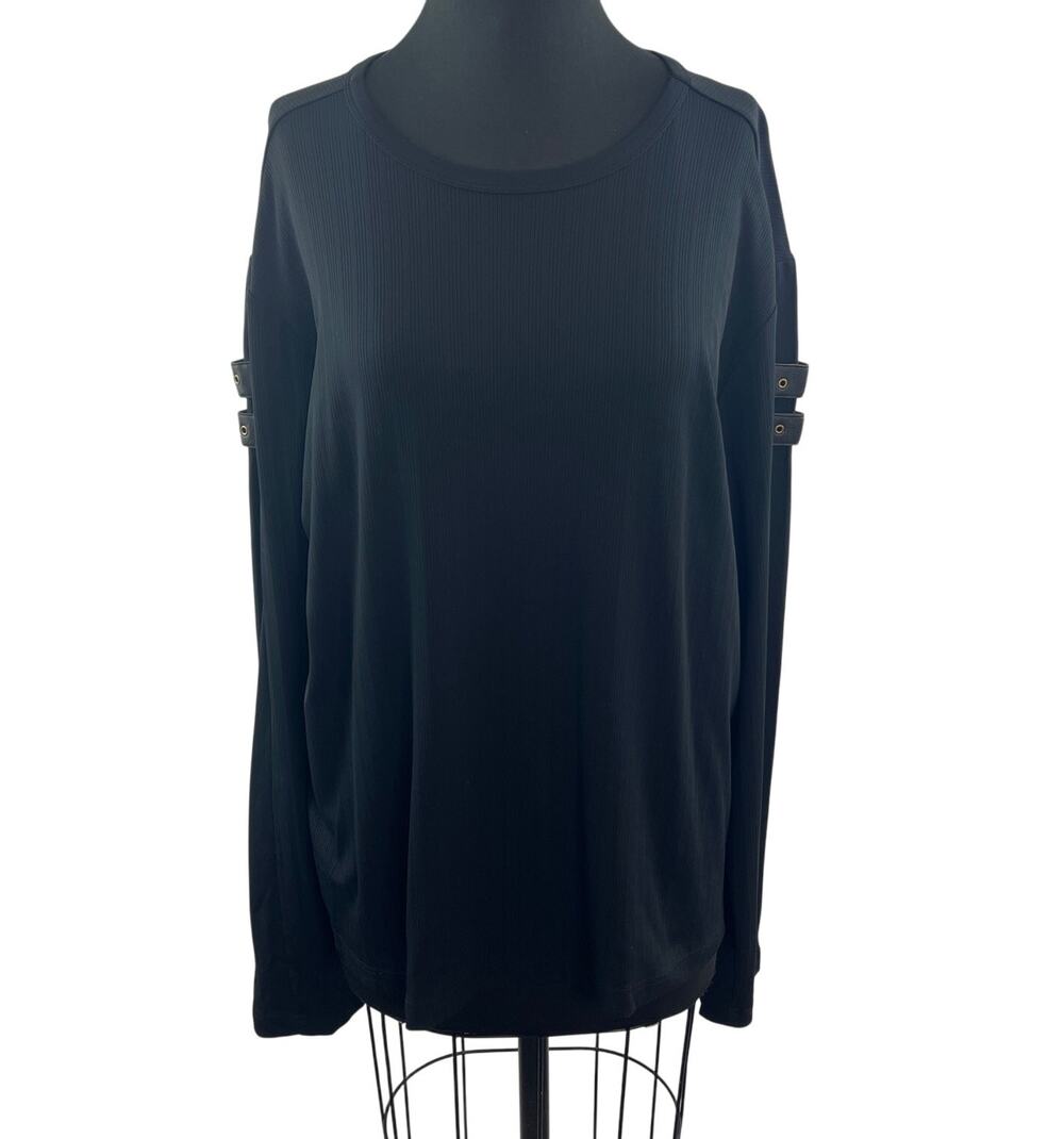 Nani Bon Black Top Stretch Crew Neck Drop Shoulder Classic Pullover Tee Size XXL